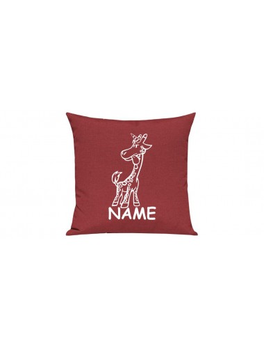 Sofa Kissen lustige Tiere mit Wunschnamen Einhorngiraffe, Einhorn, Giraffe, rot