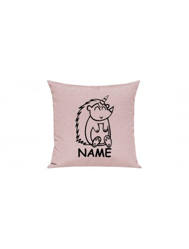 Sofa Kissen lustige Tiere mit Wunschnamen Einhornigel, Einhorn, Igel, rosa
