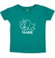 Kinder T-Shirt lustige Tiere mit Wunschnamen Einhornnashorn, Einhorn, Nashorn jade, 0-6 Monate