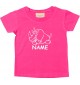 Kinder T-Shirt lustige Tiere mit Wunschnamen Einhornnashorn, Einhorn, Nashorn pink, 0-6 Monate