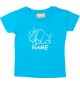 Kinder T-Shirt lustige Tiere mit Wunschnamen Einhornnashorn, Einhorn, Nashorn tuerkis, 0-6 Monate