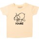 Kinder T-Shirt lustige Tiere mit Wunschnamen Einhornnilpferd, Einhorn, Nilpferd hellgelb, 0-6 Monate