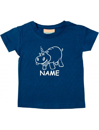 Kinder T-Shirt lustige Tiere mit Wunschnamen Einhornnilpferd, Einhorn, Nilpferd navy, 0-6 Monate