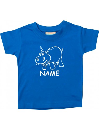 Kinder T-Shirt lustige Tiere mit Wunschnamen Einhornnilpferd, Einhorn, Nilpferd royal, 0-6 Monate