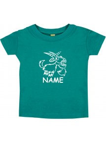 Kinder T-Shirt lustige Tiere mit Wunschnamen Einhornziege, Einhorn, Ziege jade, 0-6 Monate