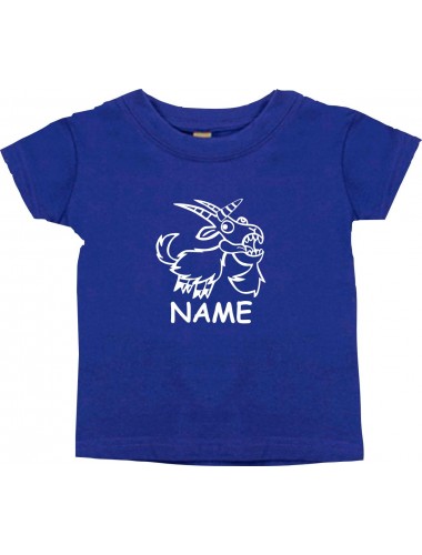 Kinder T-Shirt lustige Tiere mit Wunschnamen Einhornziege, Einhorn, Ziege lila, 0-6 Monate