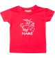 Kinder T-Shirt lustige Tiere mit Wunschnamen Einhornziege, Einhorn, Ziege rot, 0-6 Monate