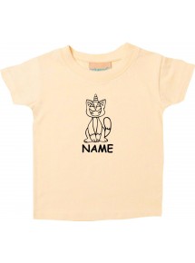Kinder T-Shirt lustige Tiere mit Wunschnamen Einhornkatze, Einhorn, Katze