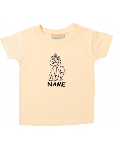 Kinder T-Shirt lustige Tiere mit Wunschnamen Einhornkatze, Einhorn, Katze