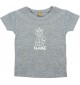 Kinder T-Shirt lustige Tiere mit Wunschnamen Einhornkatze, Einhorn, Katze grau, 0-6 Monate
