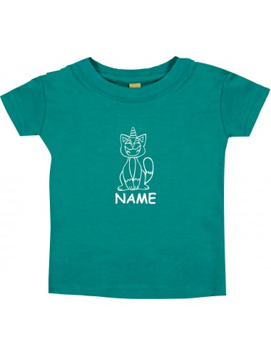 Kinder T-Shirt lustige Tiere mit Wunschnamen Einhornkatze, Einhorn, Katze jade, 0-6 Monate