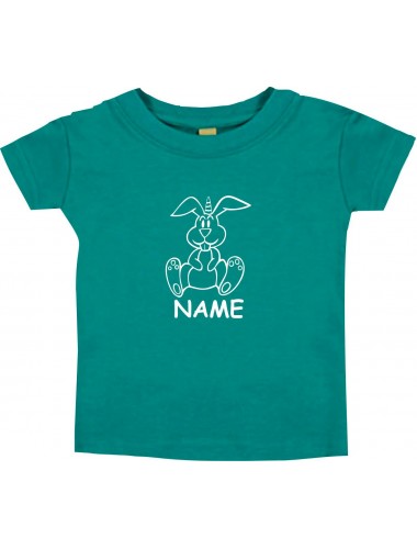 Kinder T-Shirt lustige Tiere mit Wunschnamen Einhornhase, Einhorn, Hase jade, 0-6 Monate