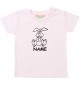 Kinder T-Shirt lustige Tiere mit Wunschnamen Einhornhase, Einhorn, Hase rosa, 0-6 Monate
