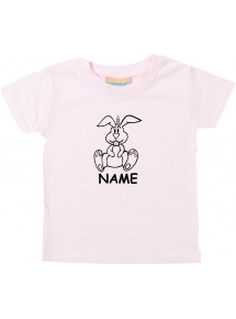 Kinder T-Shirt lustige Tiere mit Wunschnamen Einhornhase, Einhorn, Hase rosa, 0-6 Monate