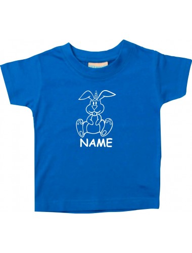 Kinder T-Shirt lustige Tiere mit Wunschnamen Einhornhase, Einhorn, Hase royal, 0-6 Monate