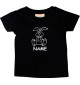 Kinder T-Shirt lustige Tiere mit Wunschnamen Einhornhase, Einhorn, Hase schwarz, 0-6 Monate