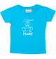 Kinder T-Shirt lustige Tiere mit Wunschnamen Einhornhase, Einhorn, Hase tuerkis, 0-6 Monate