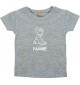 Kinder T-Shirt lustige Tiere mit Wunschnamen Einhorn Maus , Einhorn, Maus grau, 0-6 Monate