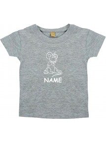Kinder T-Shirt lustige Tiere mit Wunschnamen Einhorn Maus , Einhorn, Maus grau, 0-6 Monate