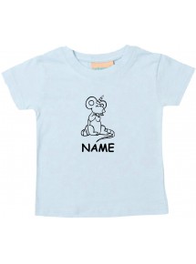 Kinder T-Shirt lustige Tiere mit Wunschnamen Einhorn Maus , Einhorn, Maus hellblau, 0-6 Monate
