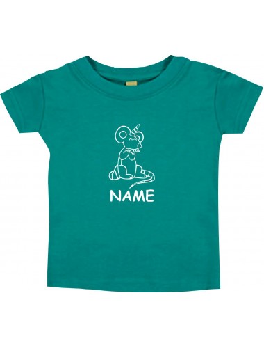 Kinder T-Shirt lustige Tiere mit Wunschnamen Einhorn Maus , Einhorn, Maus jade, 0-6 Monate