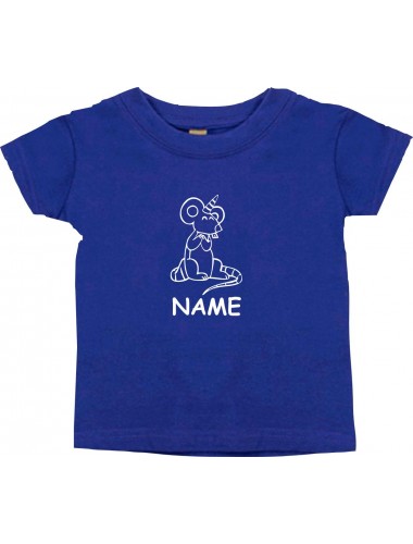 Kinder T-Shirt lustige Tiere mit Wunschnamen Einhorn Maus , Einhorn, Maus lila, 0-6 Monate