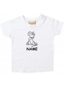 Kinder T-Shirt lustige Tiere mit Wunschnamen Einhorn Maus , Einhorn, Maus weiss, 0-6 Monate