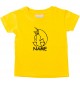 Kinder T-Shirt lustige Tiere mit Wunschnamen EinhornPinguin , Einhorn, Pinguin gelb, 0-6 Monate