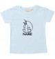 Kinder T-Shirt lustige Tiere mit Wunschnamen EinhornPinguin , Einhorn, Pinguin hellblau, 0-6 Monate