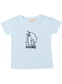 Kinder T-Shirt lustige Tiere mit Wunschnamen EinhornPinguin , Einhorn, Pinguin hellblau, 0-6 Monate