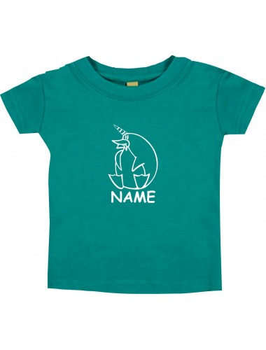 Kinder T-Shirt lustige Tiere mit Wunschnamen EinhornPinguin , Einhorn, Pinguin jade, 0-6 Monate