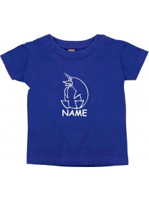 Kinder T-Shirt lustige Tiere mit Wunschnamen EinhornPinguin , Einhorn, Pinguin lila, 0-6 Monate