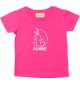 Kinder T-Shirt lustige Tiere mit Wunschnamen EinhornPinguin , Einhorn, Pinguin pink, 0-6 Monate