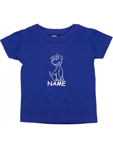 Kinder T-Shirt lustige Tiere mit Wunschnamen Einhornhund, Einhorn, Hund lila, 0-6 Monate