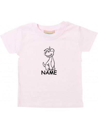 Kinder T-Shirt lustige Tiere mit Wunschnamen Einhornhund, Einhorn, Hund rosa, 0-6 Monate