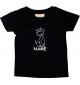 Kinder T-Shirt lustige Tiere mit Wunschnamen Einhornhund, Einhorn, Hund schwarz, 0-6 Monate