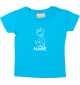 Kinder T-Shirt lustige Tiere mit Wunschnamen Einhornhund, Einhorn, Hund tuerkis, 0-6 Monate