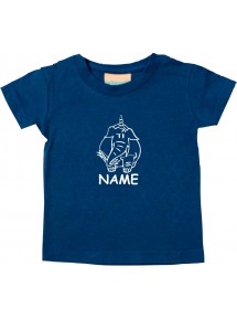 Kinder T-Shirt lustige Tiere mit Wunschnamen EinhornElefant , Einhorn, Elefant navy, 0-6 Monate