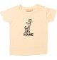 Kinder T-Shirt lustige Tiere mit Wunschnamen Einhorngiraffe, Einhorn, Giraffe hellgelb, 0-6 Monate