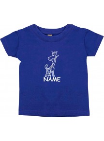 Kinder T-Shirt lustige Tiere mit Wunschnamen Einhorngiraffe, Einhorn, Giraffe lila, 0-6 Monate