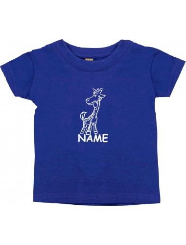 Kinder T-Shirt lustige Tiere mit Wunschnamen Einhorngiraffe, Einhorn, Giraffe lila, 0-6 Monate