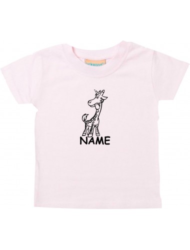Kinder T-Shirt lustige Tiere mit Wunschnamen Einhorngiraffe, Einhorn, Giraffe rosa, 0-6 Monate