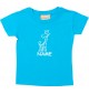 Kinder T-Shirt lustige Tiere mit Wunschnamen Einhorngiraffe, Einhorn, Giraffe tuerkis, 0-6 Monate