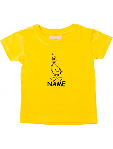 Kinder T-Shirt lustige Tiere mit Wunschnamen EinhornEnte , Einhorn, Ente gelb, 0-6 Monate