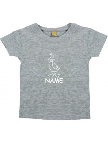 Kinder T-Shirt lustige Tiere mit Wunschnamen EinhornEnte , Einhorn, Ente grau, 0-6 Monate