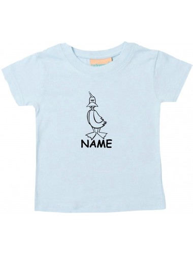 Kinder T-Shirt lustige Tiere mit Wunschnamen EinhornEnte , Einhorn, Ente hellblau, 0-6 Monate