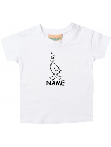 Kinder T-Shirt lustige Tiere mit Wunschnamen EinhornEnte , Einhorn, Ente weiss, 0-6 Monate