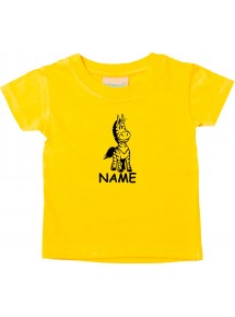 Kinder T-Shirt lustige Tiere mit Wunschnamen EinhornZebra , Einhorn, Zebra gelb, 0-6 Monate