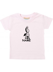 Kinder T-Shirt lustige Tiere mit Wunschnamen EinhornZebra , Einhorn, Zebra rosa, 0-6 Monate