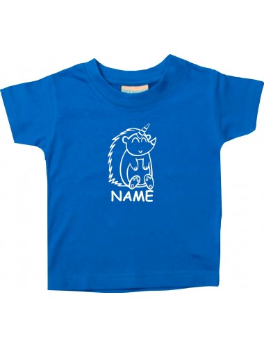 Kinder T-Shirt lustige Tiere mit Wunschnamen Einhornigel, Einhorn, Igel royal, 0-6 Monate